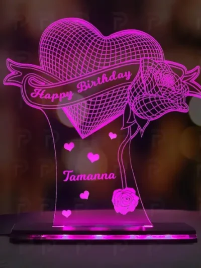 Customizable 3D acrylic LED Happy Birthday lamp, a unique birthday gift by Pak Decors