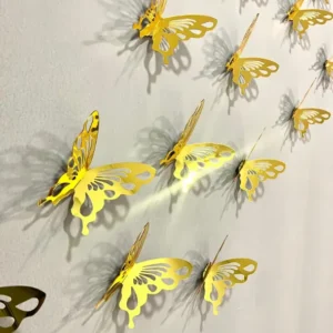 Beautiful Acrylic Mirror Butterflies Set For Wall Decor – Golden Finish