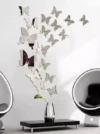 Beautiful Acrylic Mirror Butterflies Set For Wall Decor – Transparent Finish
