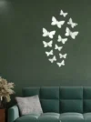 Beautiful Acrylic Mirror Butterflies Set For Wall Decor – Silver Finish