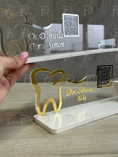 Custom 3D Business Card Holder with QR Code Sign