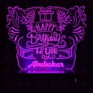 Personalized Happy Birthday Acrylic LED Lamp with Custom Name