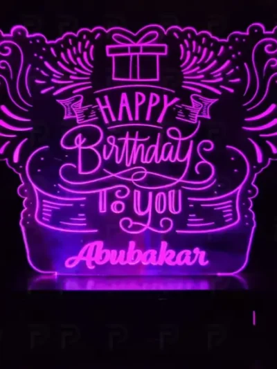 Personalized Happy Birthday Acrylic LED Lamp with Custom Name