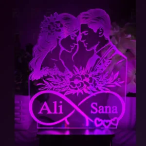 Personalized Wedding Couple Acrylic Lamp with Names