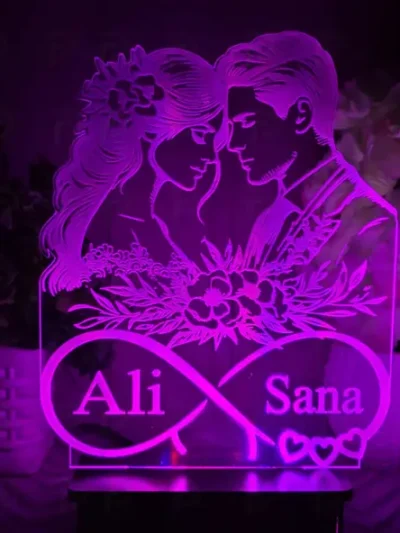 Personalized Wedding Couple Acrylic Lamp with Names